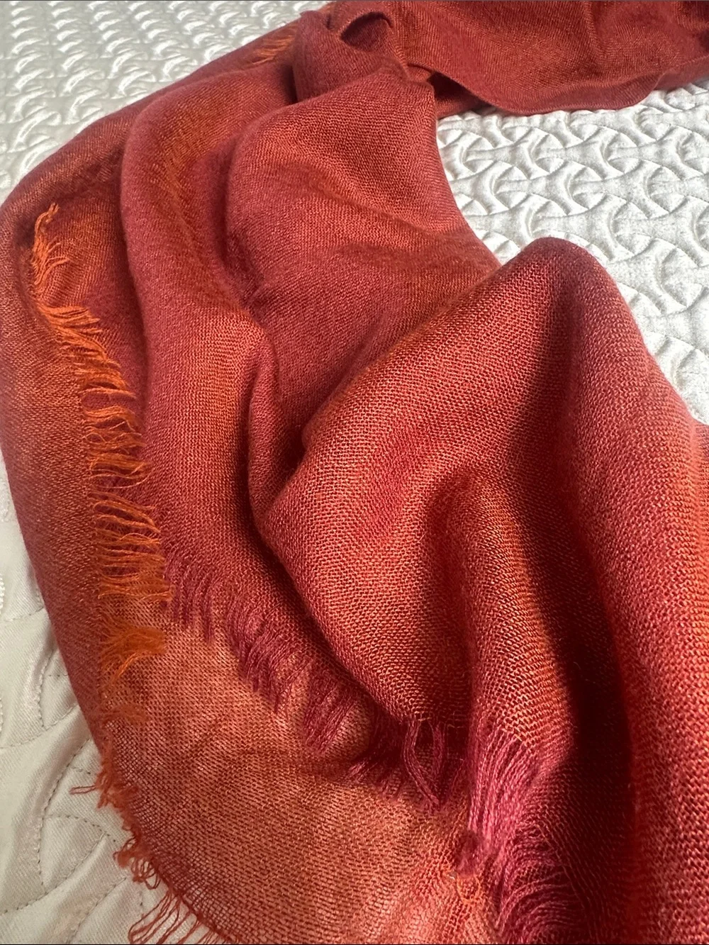 Loro Piana Rust Red Lightweight Cashmere Blend Wrap/ scarf